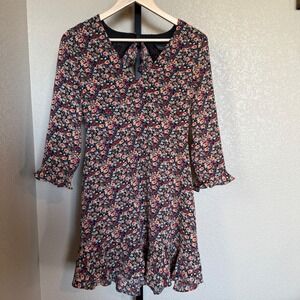 TOPSHOP Womens Ditsy Floral‎ Long Sleeve Mini Dress size 6 small